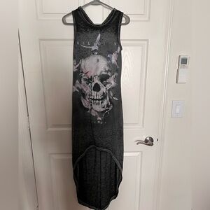 Religion Black Skull Graphic High Low Dress Size XXS